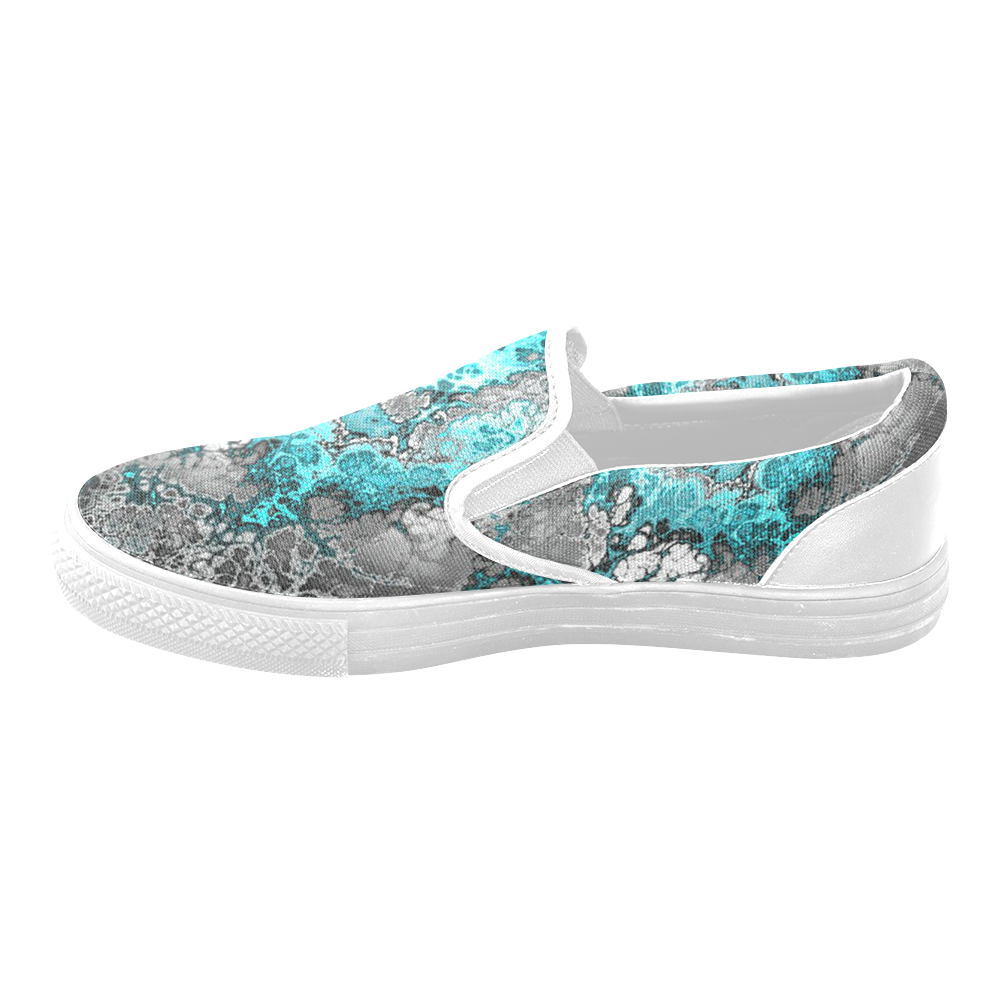 awesome fractal 30 Women's Unusual Slip-on Canvas Shoes (Model 019)