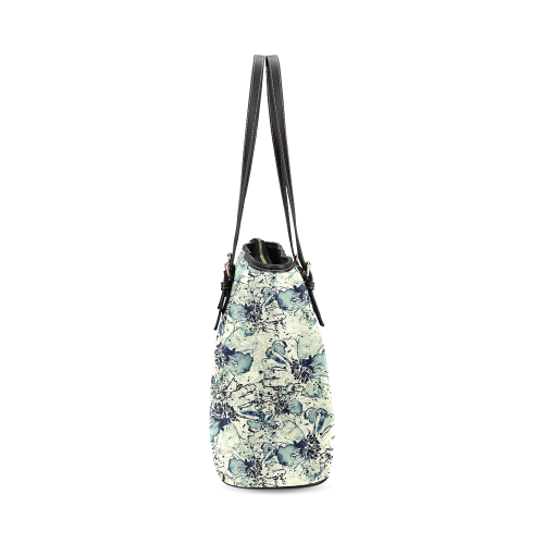 Watercolor Flowers Pattern Leather Tote Bag/Small (Model 1640)