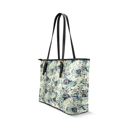 Watercolor Flowers Pattern Leather Tote Bag/Small (Model 1640)