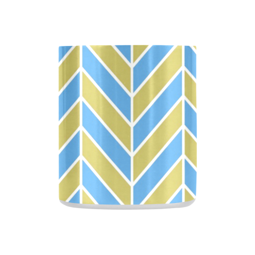 Blue White Gold Herringbone Classic Insulated Mug(10.3OZ)