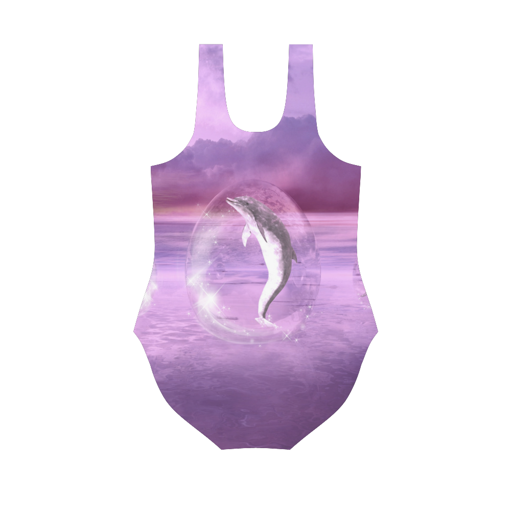 Dream Of Dolphins Vest One Piece Swimsuit (Model S04)