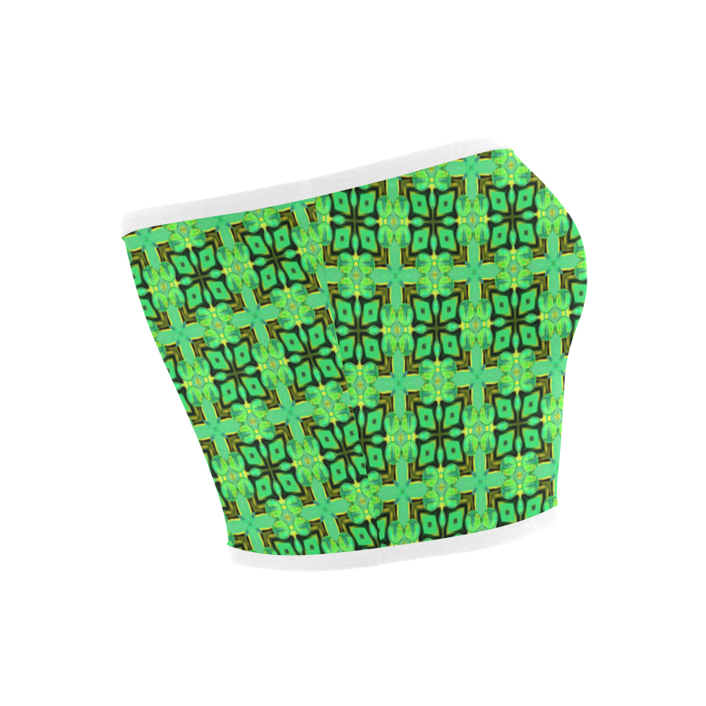 Green Gold Moroccan Lattice Diamonds Quilt Bandeau Top