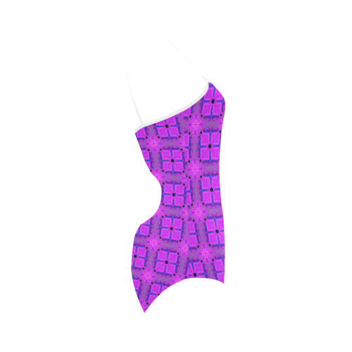 Abstract Dancing Diamonds Purple Violet Strap Swimsuit ( Model S05)