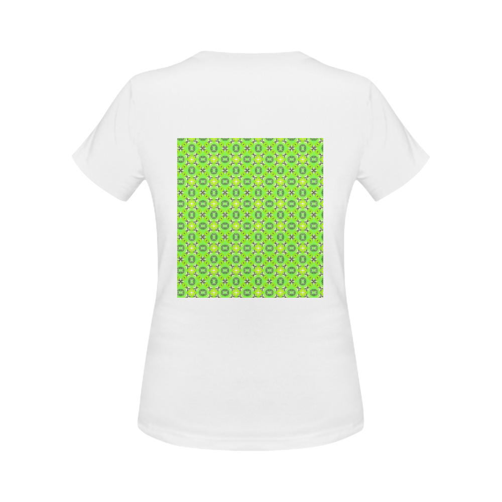 Vibrant Abstract Tropical Lime Foliage Lattice Women's Classic T-Shirt (Model T17）