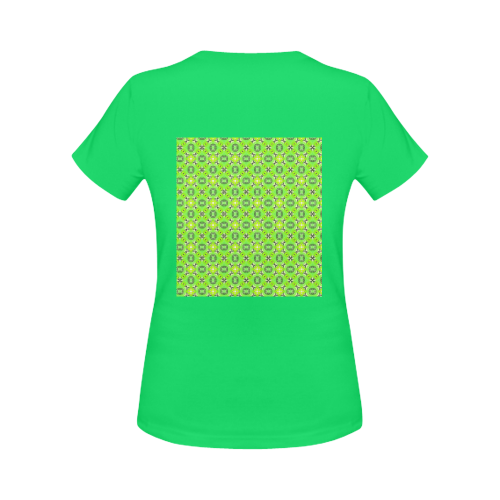 Vibrant Abstract Tropical Lime Foliage Lattice Lime Women's Classic T-Shirt (Model T17）