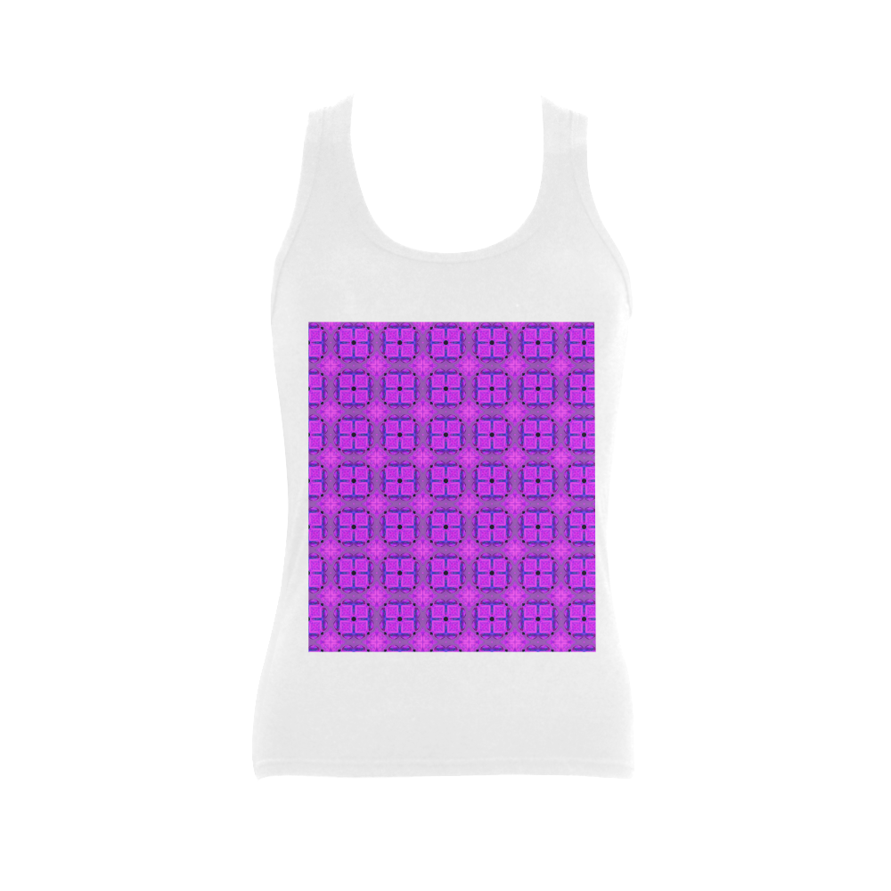 Abstract Dancing Diamonds Purple Violet Women's Shoulder-Free Tank Top (Model T35)