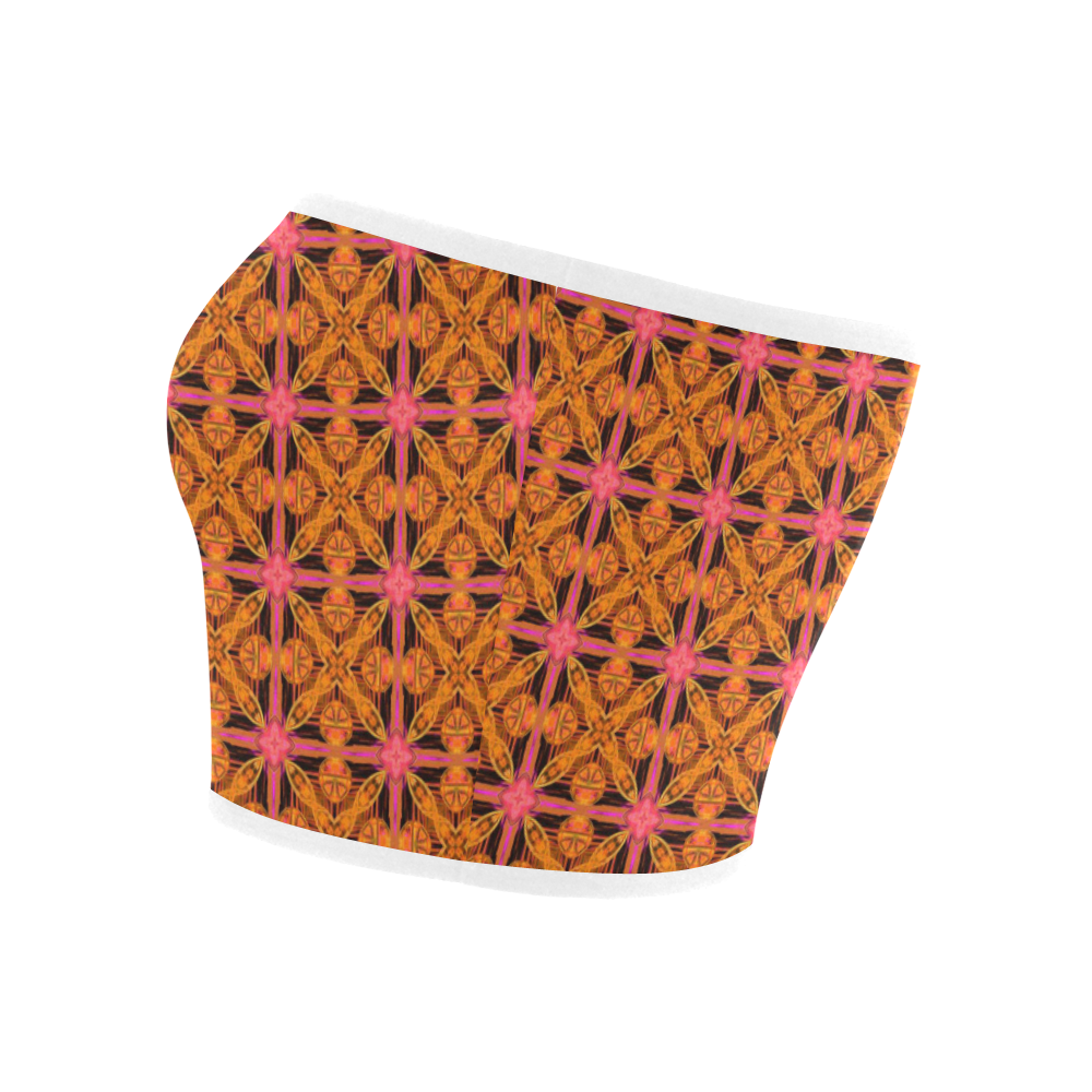 Peach Lattice Abstract Pink Snowflake Star Bandeau Top