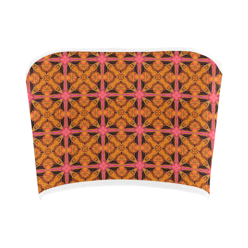 Peach Lattice Abstract Pink Snowflake Star Bandeau Top