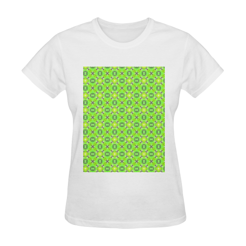 Vibrant Abstract Tropical Lime Foliage Lattice Sunny Women's T-shirt (Model T05)