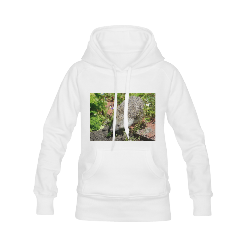 hedgehog- cute visit to the garden Women's Classic Hoodies (Model H07)