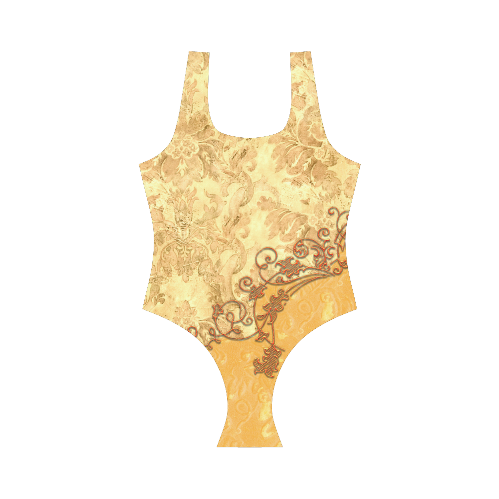 Vintage design Vest One Piece Swimsuit (Model S04)
