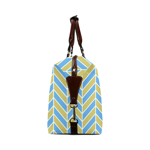 Blue White Gold Herringbone Classic Travel Bag (Model 1643)