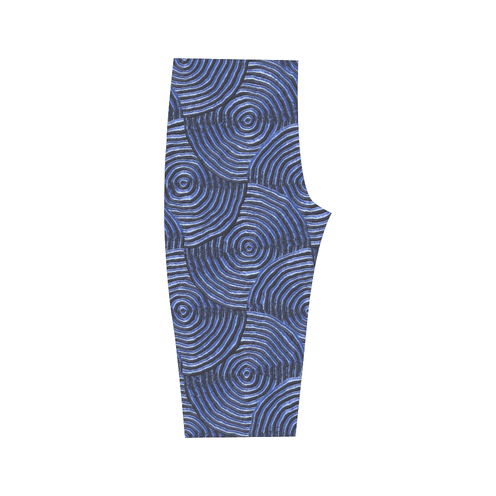 sparkling groovy metal,blue Hestia Cropped Leggings (Model L03)