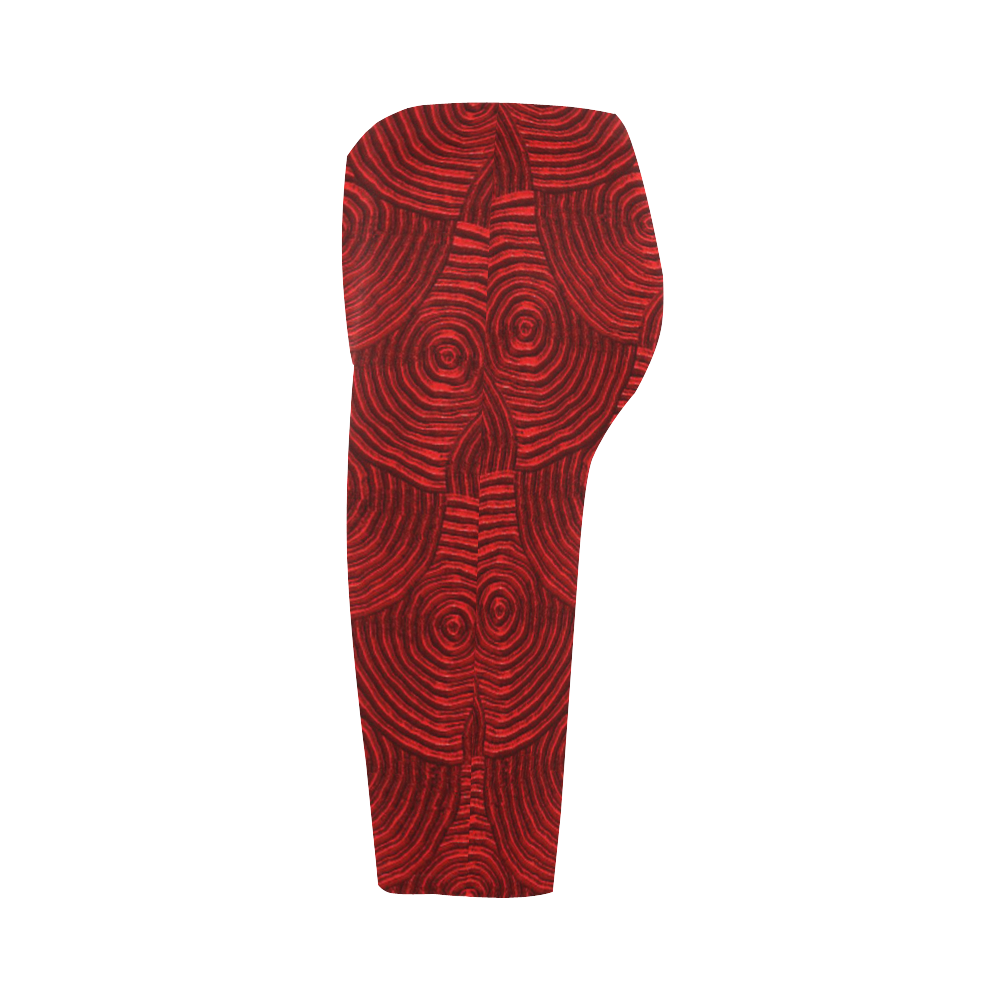 sparkling groovy metal,red Hestia Cropped Leggings (Model L03)