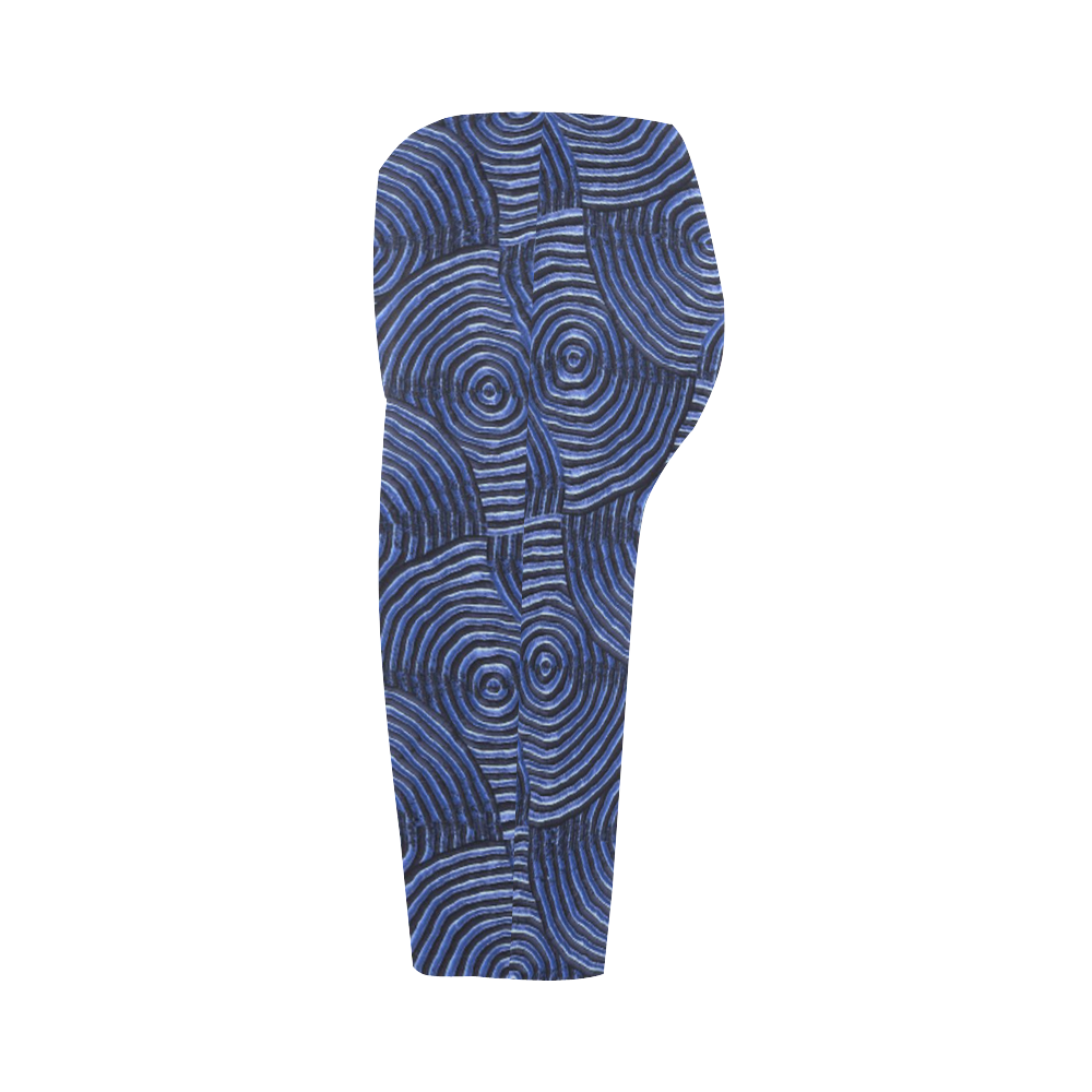 sparkling groovy metal,blue Hestia Cropped Leggings (Model L03)