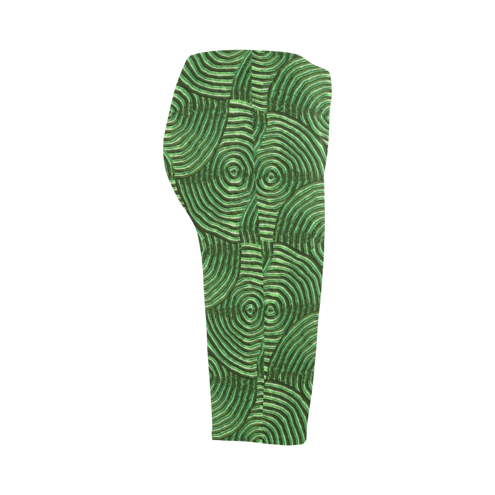 sparkling groovy metal,green Hestia Cropped Leggings (Model L03)