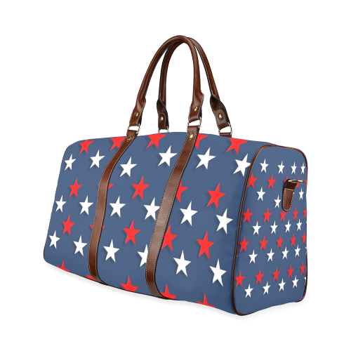 Navy Red White Stars Waterproof Travel Bag/Small (Model 1639)