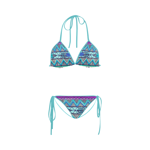 Purple Feather Design Custom Bikini Swimsuit