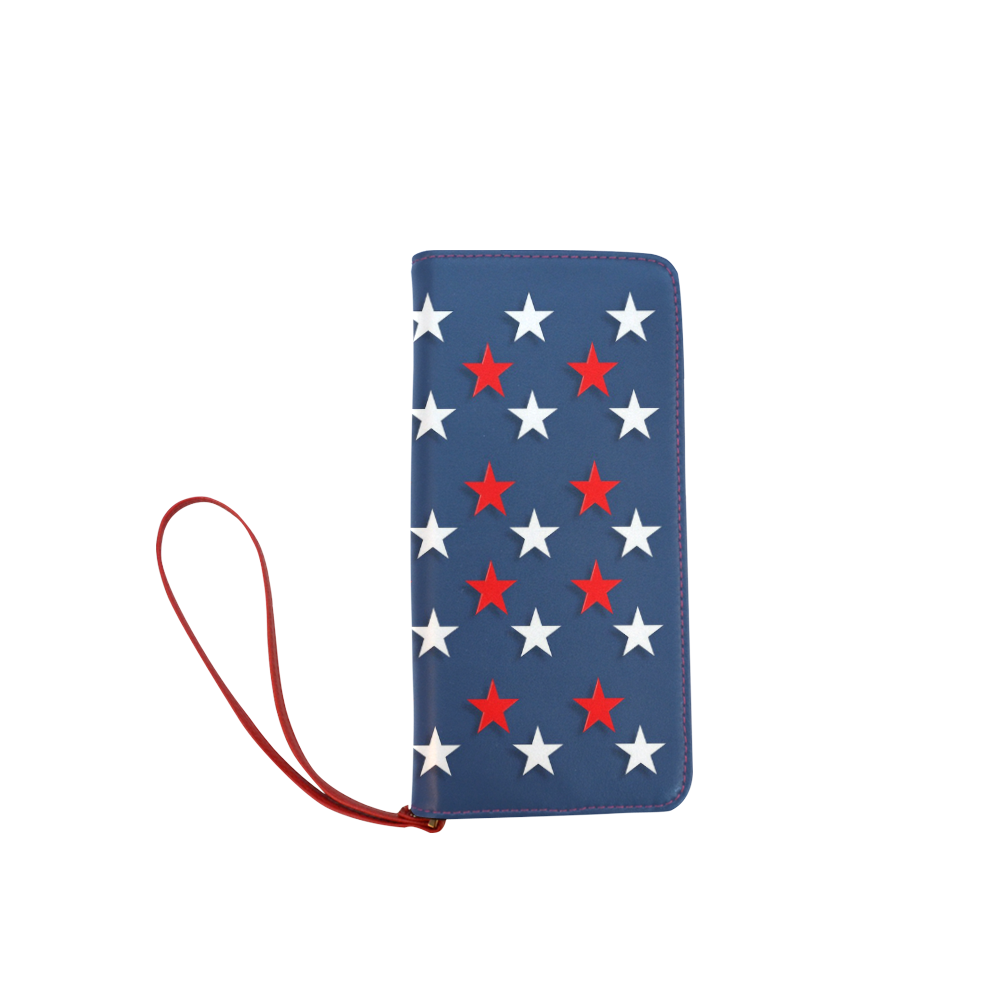 Navy Red White Stars Women's Clutch Wallet (Model 1637)