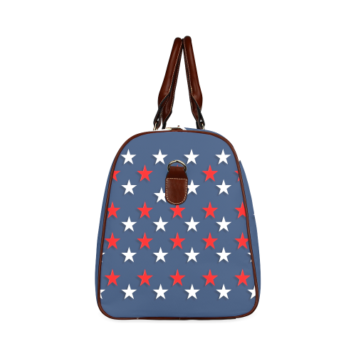 Navy Red White Stars Waterproof Travel Bag/Small (Model 1639)