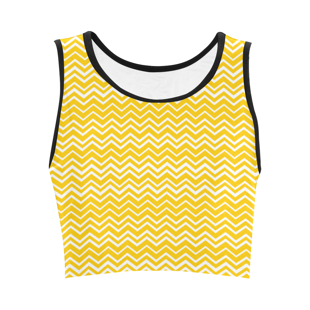 Yellow Zigzag Pattern VAS2 Women's Crop Top (Model T42)