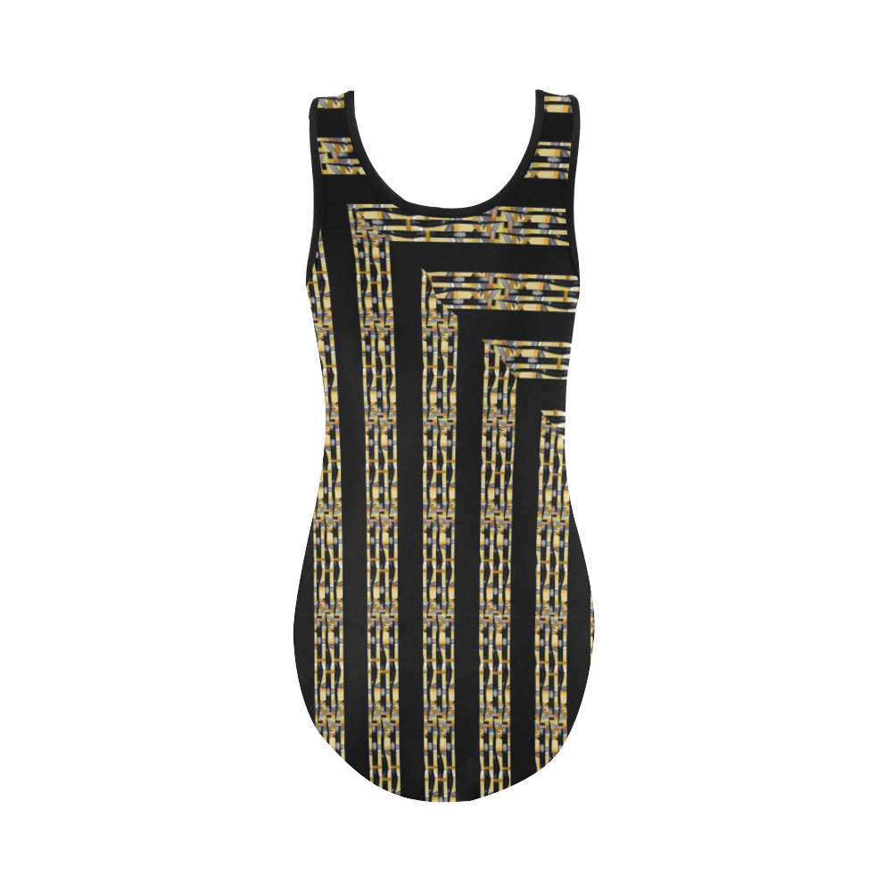 Pharaoh Inspired Stripes Vest One Piece Swimsuit (Model S04)
