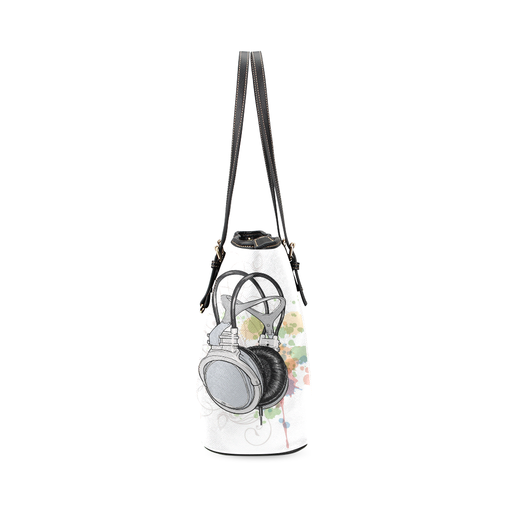 Earphone Leather Tote Bag/Small (Model 1640)