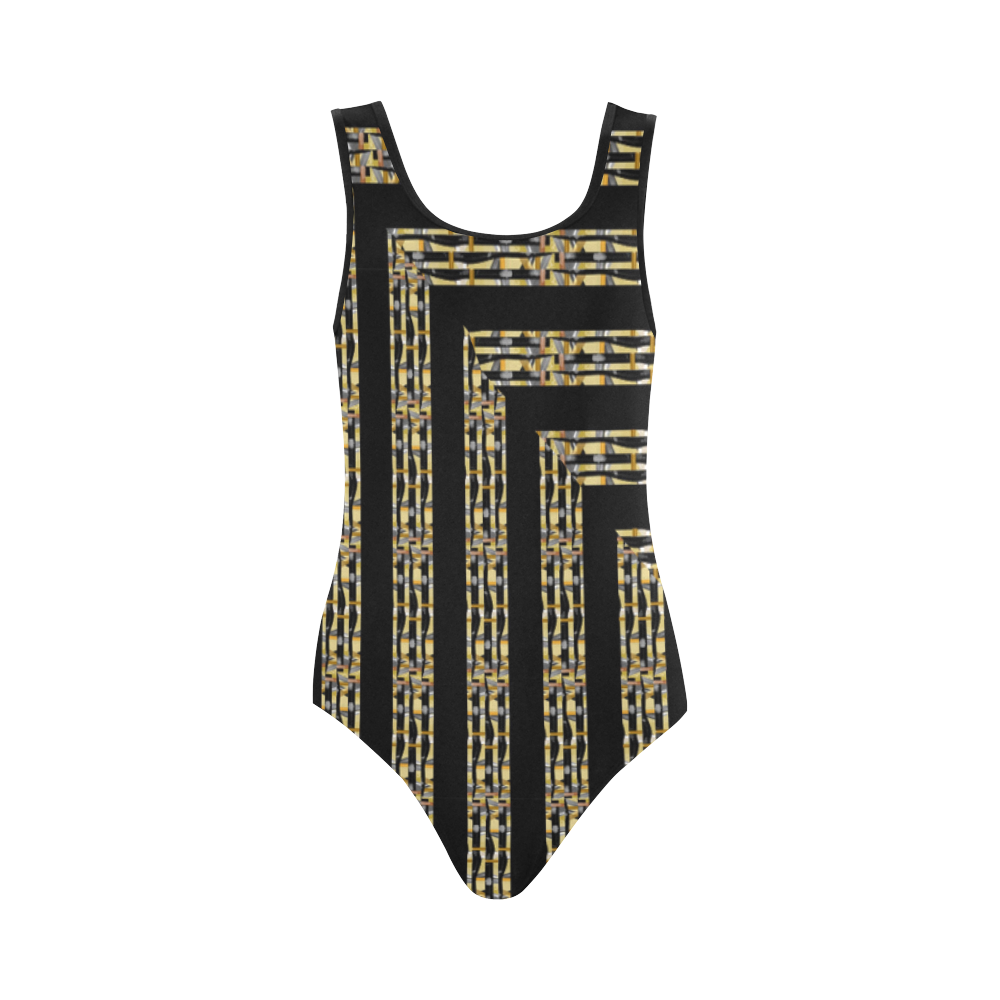Pharaoh Inspired Stripes Vest One Piece Swimsuit (Model S04)