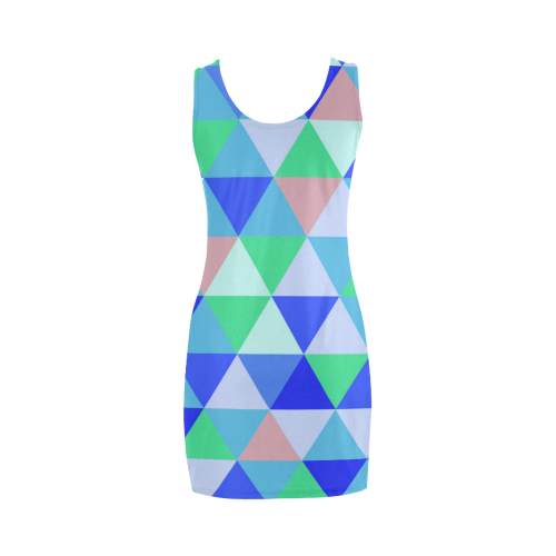 Geometric Blue Triangle Pattern Medea Vest Dress (Model D06)