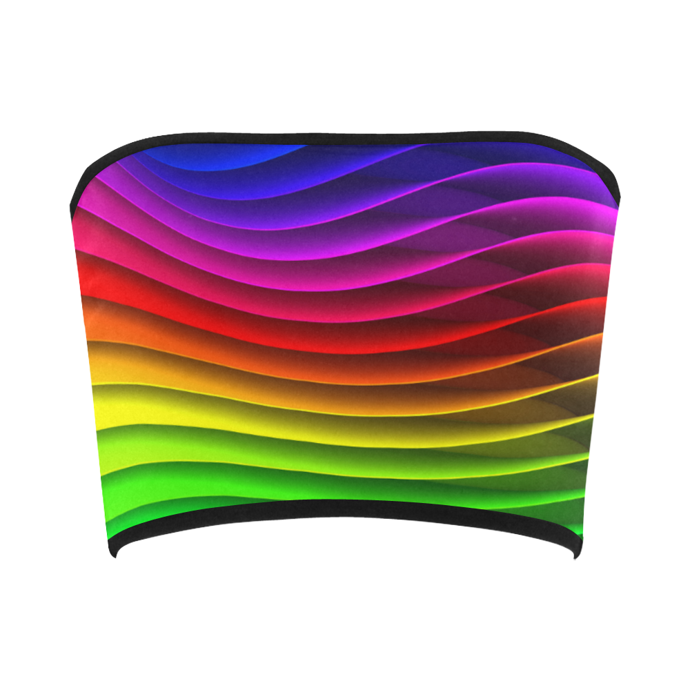 Rainbow Wavy Lines Bandeau Top