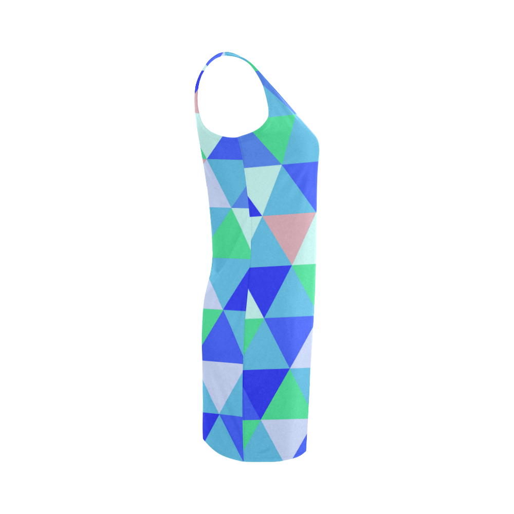 Geometric Blue Triangle Pattern Medea Vest Dress (Model D06)