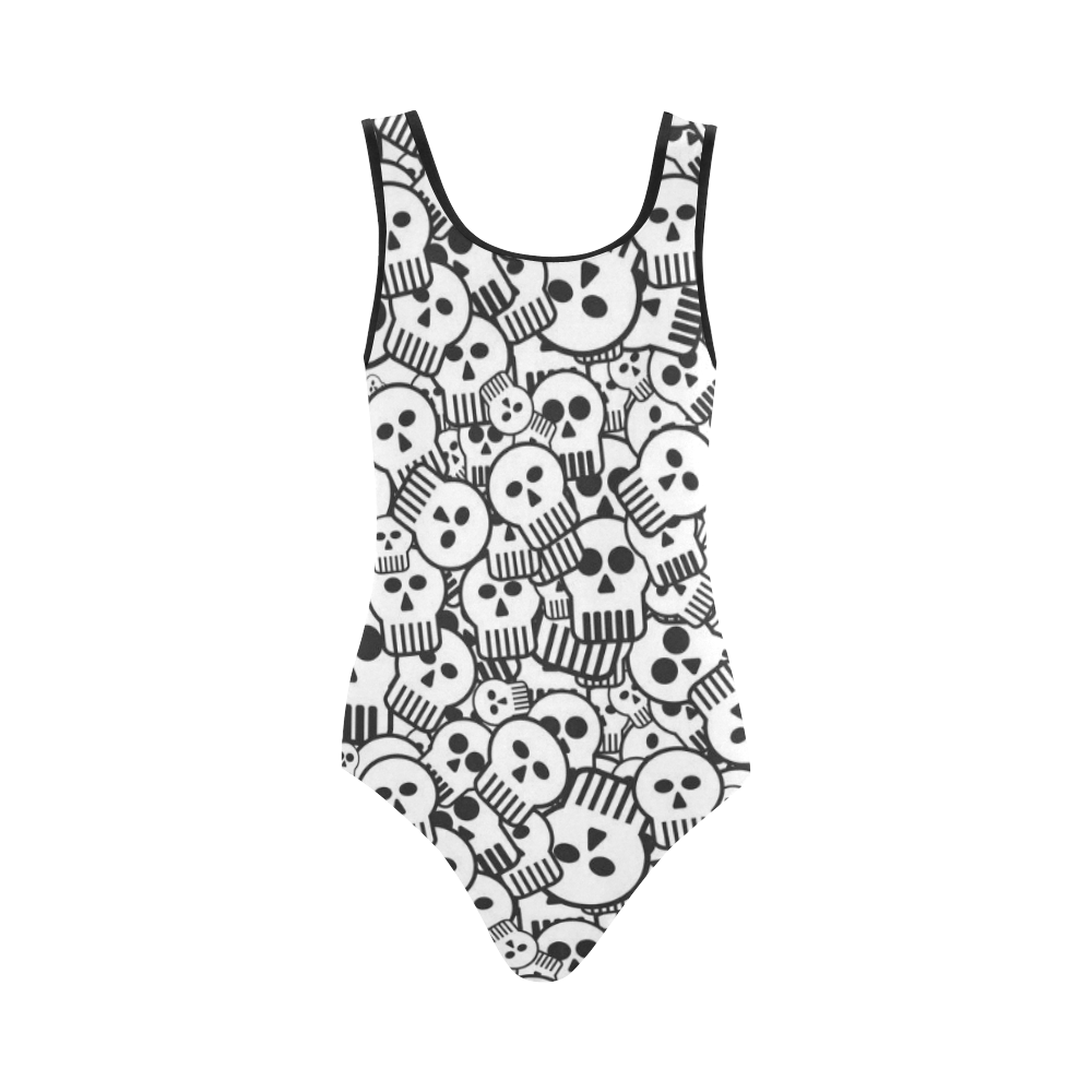 toon skulls Vest One Piece Swimsuit (Model S04)