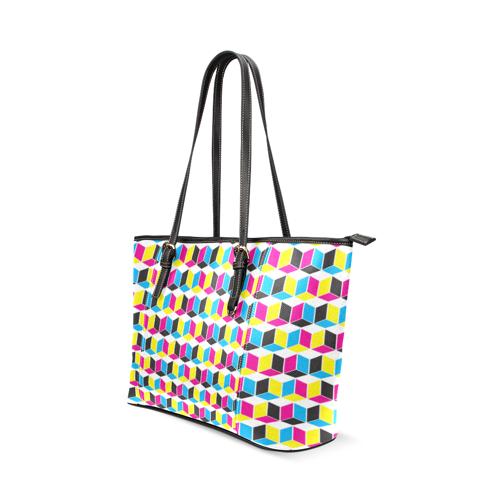 CMYK Leather Tote Bag/Small (Model 1640)