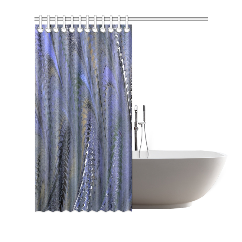 Retro Marbleized Waves Periwinkle Blue Shower Curtain 72"x72"