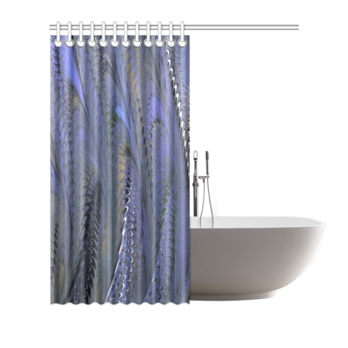 Retro Marbleized Waves Periwinkle Blue Shower Curtain 72"x72"