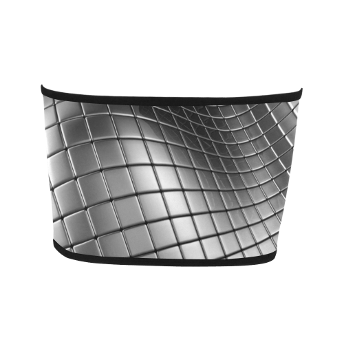 3D Silver Chrome Cubes Bandeau Top
