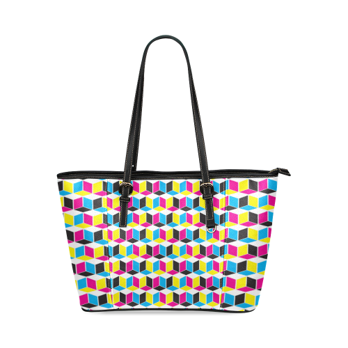 CMYK Leather Tote Bag/Small (Model 1640)