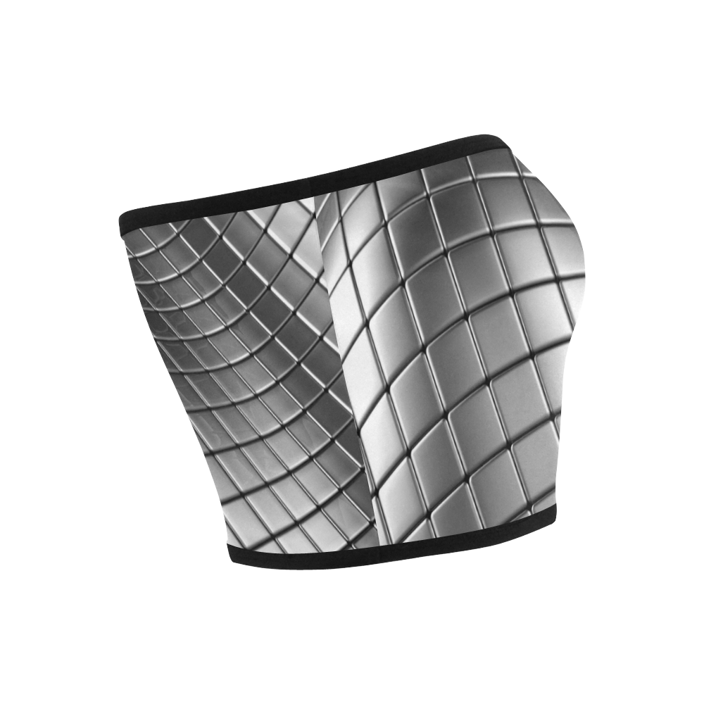 3D Silver Chrome Cubes Bandeau Top