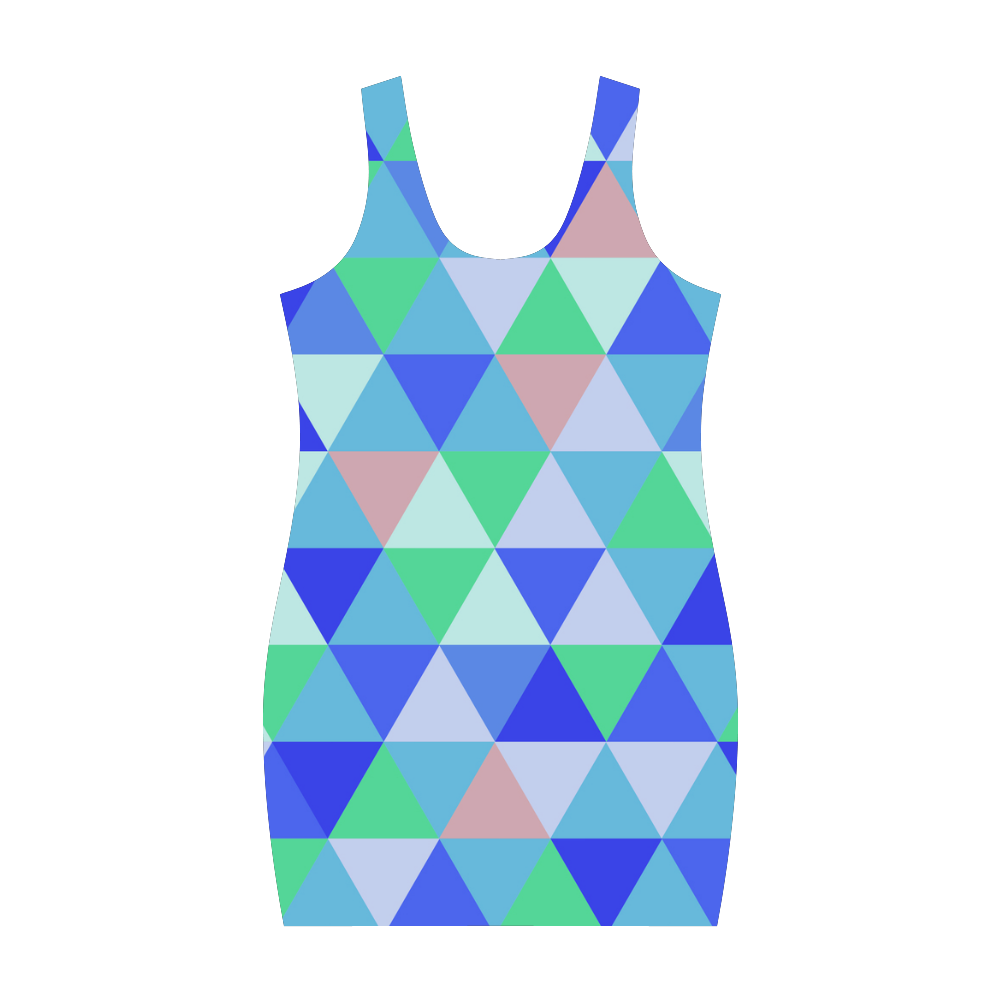 Geometric Blue Triangle Pattern Medea Vest Dress (Model D06)