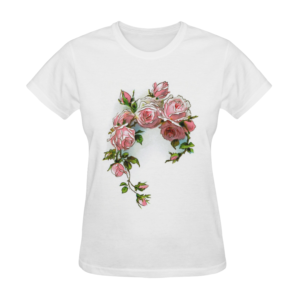 Vintage Pink Rose Floral Sunny Women's T-shirt (Model T05)