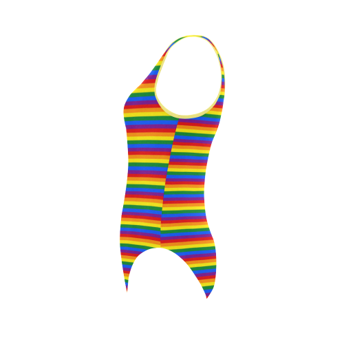 Gay Pride Rainbow Stripes Vest One Piece Swimsuit (Model S04)