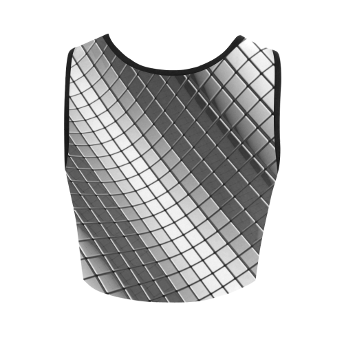 3D Silver Chrome Cubes Women's Crop Top (Model T42)
