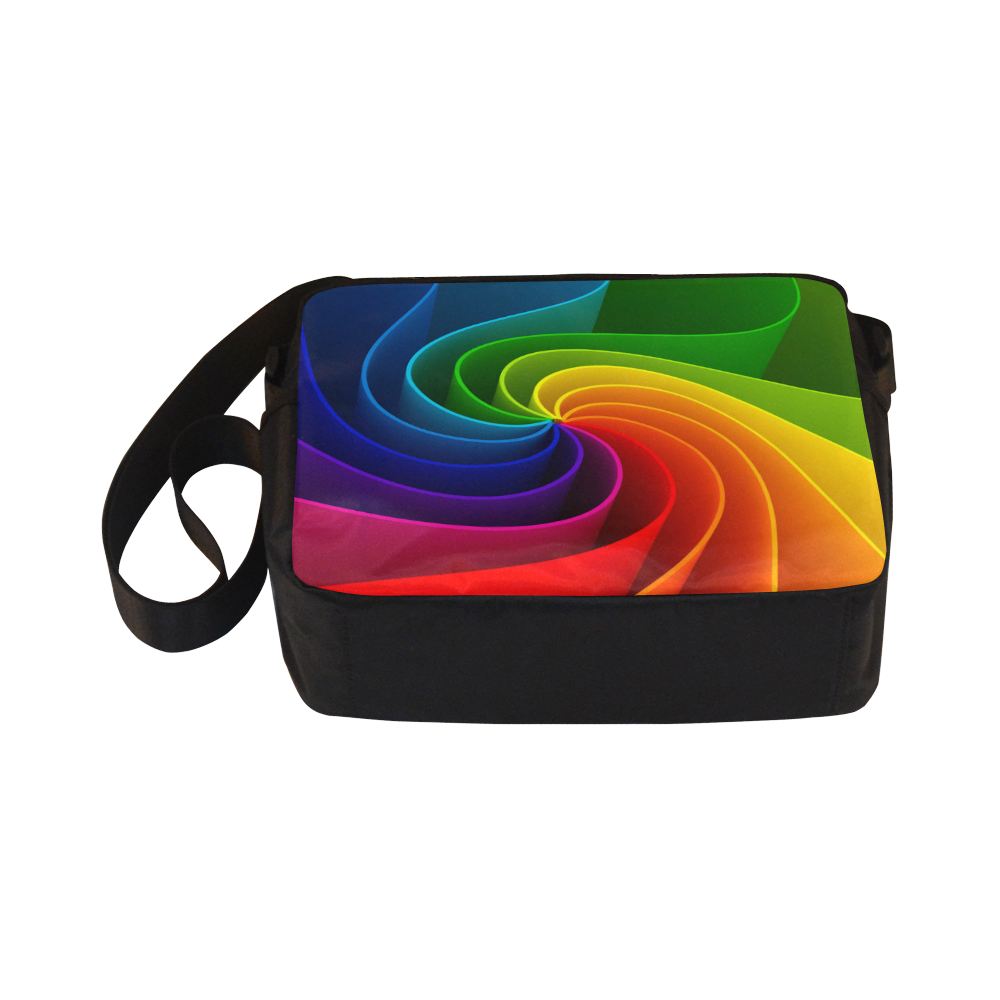 Abstract Wavy Rainbow Lines Classic Cross-body Nylon Bags (Model 1632)