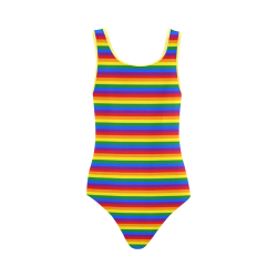 Gay Pride Rainbow Stripes Vest One Piece Swimsuit (Model S04)