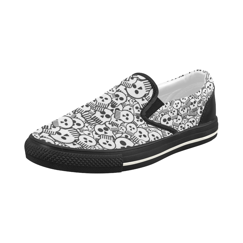 toon skulls Women's Slip-on Canvas Shoes (Model 019)