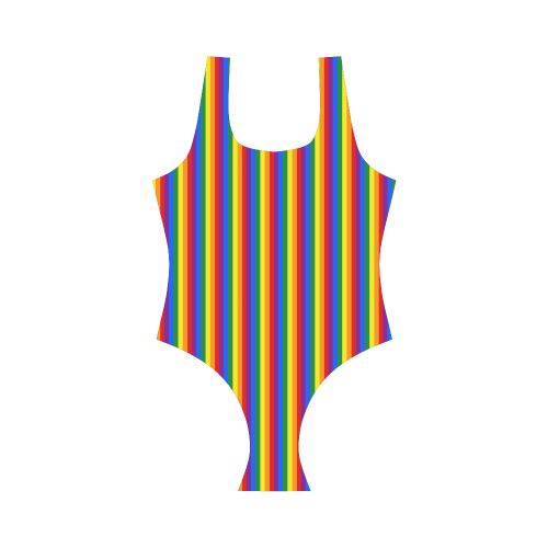 Gay Pride Rainbow Stripes Vest One Piece Swimsuit (Model S04)