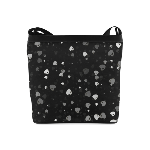 Black and Gray HEarts Crossbody Bags (Model 1613)