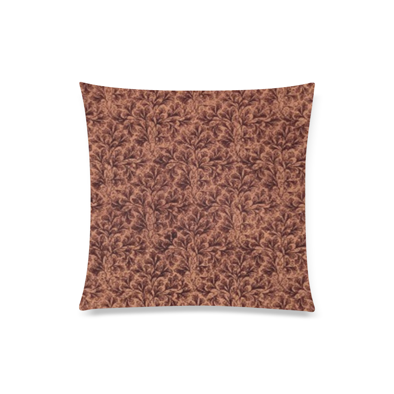 Vintage Floral Lace Leaf Coffee Brown Custom Zippered Pillow Case 20"x20"(Twin Sides)