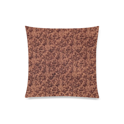 Vintage Floral Lace Leaf Coffee Brown Custom Zippered Pillow Case 20"x20"(Twin Sides)