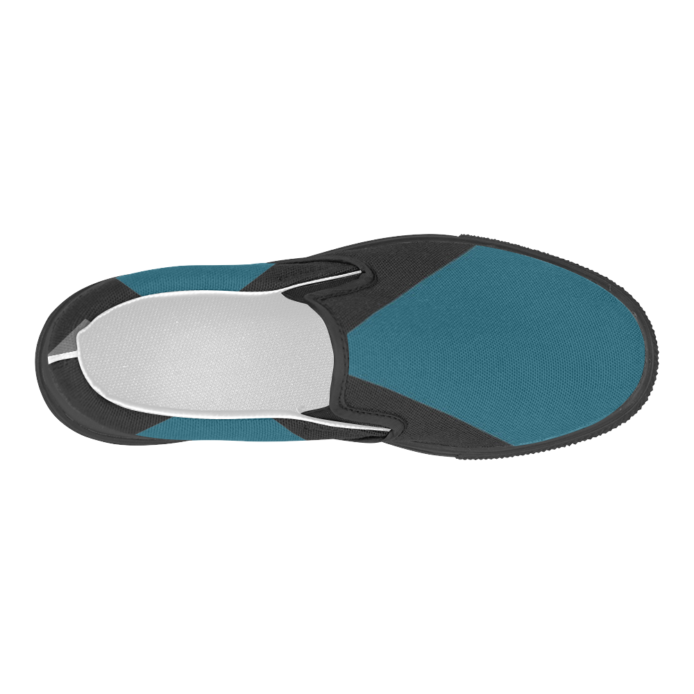 Black and Teal Women's Slip-on Canvas Shoes (Model 019)